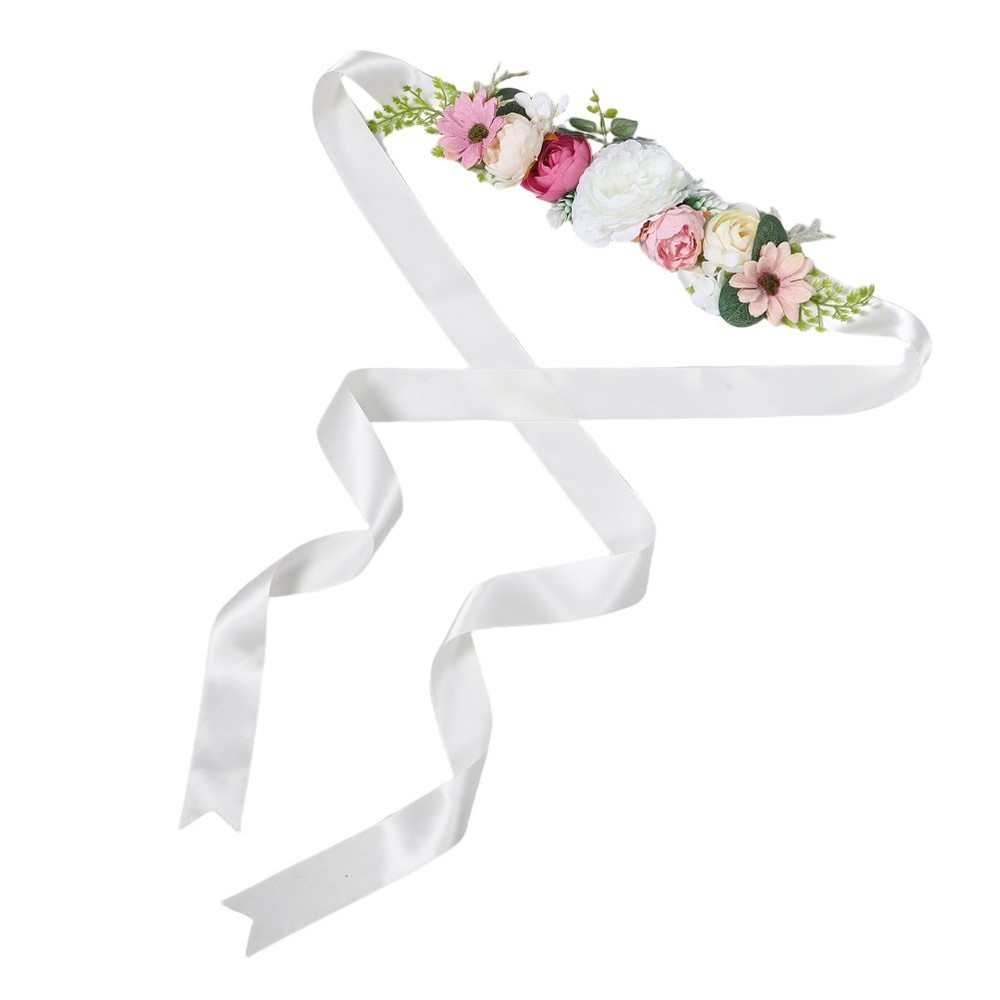 Vintage Inspired Floral Maternity Waistband Adjustable Flower Sash for Mom to Be