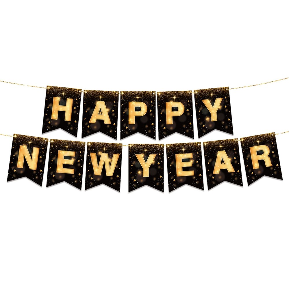 YQUQWN Happy New Year Banner 2026 No DIY 10 Feet NYE Sign for Gold
