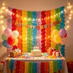 12Pcs Rainbow Red Orange Green Blue Purple Streamers Garland – Colorful Theme…