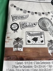 Silver/Blk Congrats Grad 10 Pc Room Decorating Kit School Spirit Graduation New
