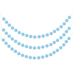 3pcs Pom Pom Garland 6.6ft 20 Balls for Crafts Decor Blue