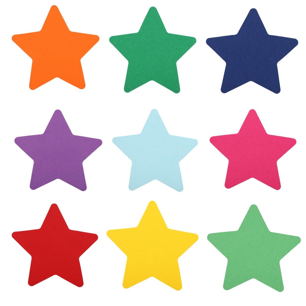 200 PCS Colorful Star Cutouts 4in 10cm Double Sided Paper Cardboard Die Cuts