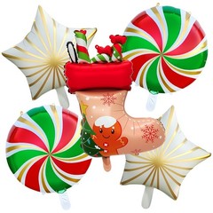5Pcs Christmas Balloon Set – 18IN Star and Round Festive Foil Balloons, Suita…