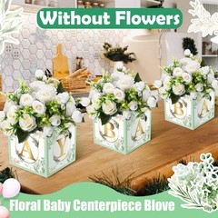 Bucherry 6 Pcs Baby Shower Centerpieces with Letters, 7″ Baby Blocks Flower B…