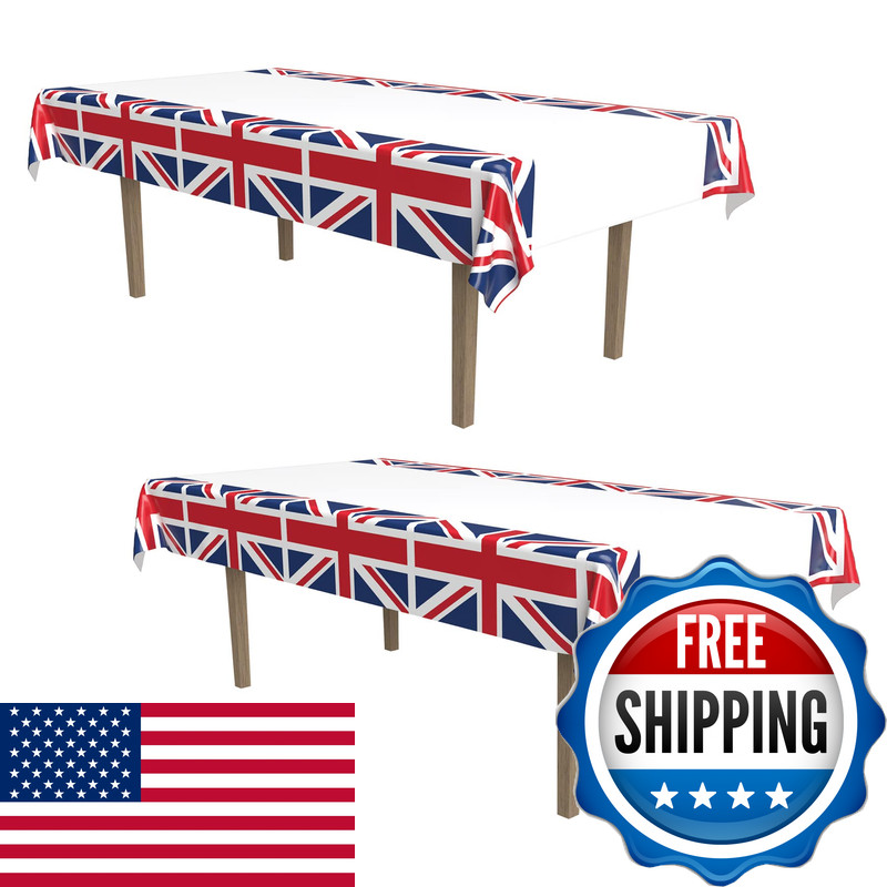 Beistle 2-Pack Union Jack Rectangular Plastic Tablecovers Royal English Party