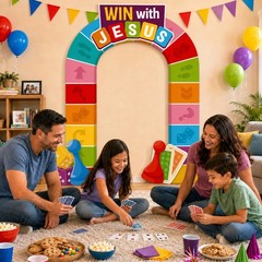 Game Night Party Decorations Win with Jesus Theme Door Banner Backdrop Board …