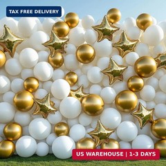 RUBFAC White Balloons 129pcs Different Sizes 18 12 10 5 Inch for Garland Arch, L
