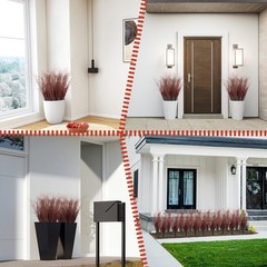LUZOGA 12Pcs Artificial Grass Plants, Faux Shrubs Wheat Grass, 12Pcs, Red