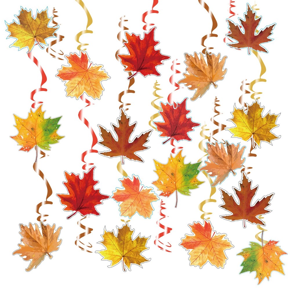 30 PCS PreAssembled Fall Maple Leaves Ceiling Hanging Swirls Party Decorations