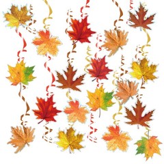 30 PCS PreAssembled Fall Maple Leaves Ceiling Hanging Swirls Party Decorations