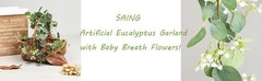 Artificial Eucalyptus Garland 4 Pack, Faux Babys Breath Flowers Gypsophila Vine
