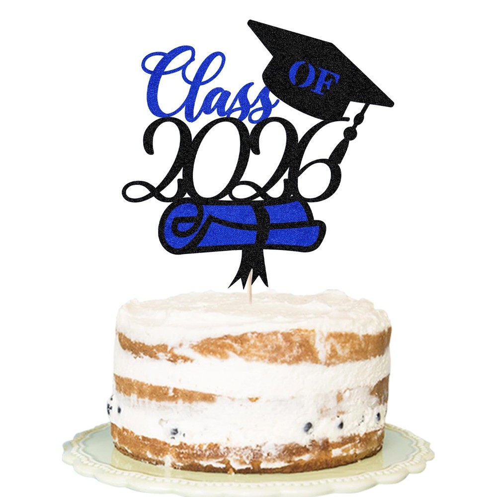 Glitter Class of 2026 Cake Topper,Congrats Grad Cake Decor – 2026 High School…