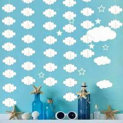 5Pcs White Clouds Paper Garland, 49Ft Hanging Garlands 3D Cloud Party Banner for