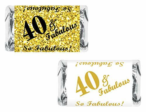40 & Fabulous Miniatures Candy Bar Wrapper, (Set of 60) Mini Candy Bar Stickers