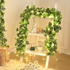 2Pcs Eucalyptus Garland with Lights, Greenery Garland, Green Garland with