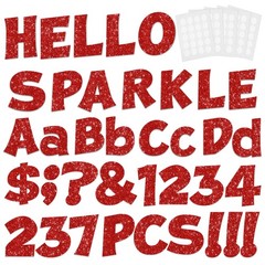 237 Pcs Cardboard Letters, Glitter Alphabet Cutouts, Display Decor, Red