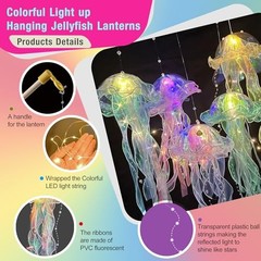 LED Jellyfish Decorations,5 Pcs Colorful Light up Hanging 5 Color/5Pcs