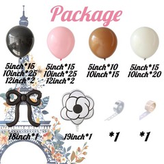 Paris Party Decorations, Pastel Pink Black Balloons with Black Bow Camellia F…