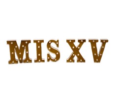 8.5″ Tall Gold Color Letter Mis XV Light Up LED Sign for Quinceanera Party Decor