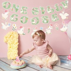 One Silly Goose Banner 1st First Birthday Decorations Silly Goose Birthday Ga…