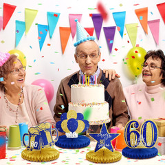 8 Piece Blue Gold 60th Birthday Table Decorations 60th Birthday Honeycomb Center