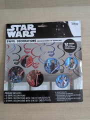 New Disney Star Wars Swirl Decorations 12 Pieces Set Foils Cutouts Party Supply