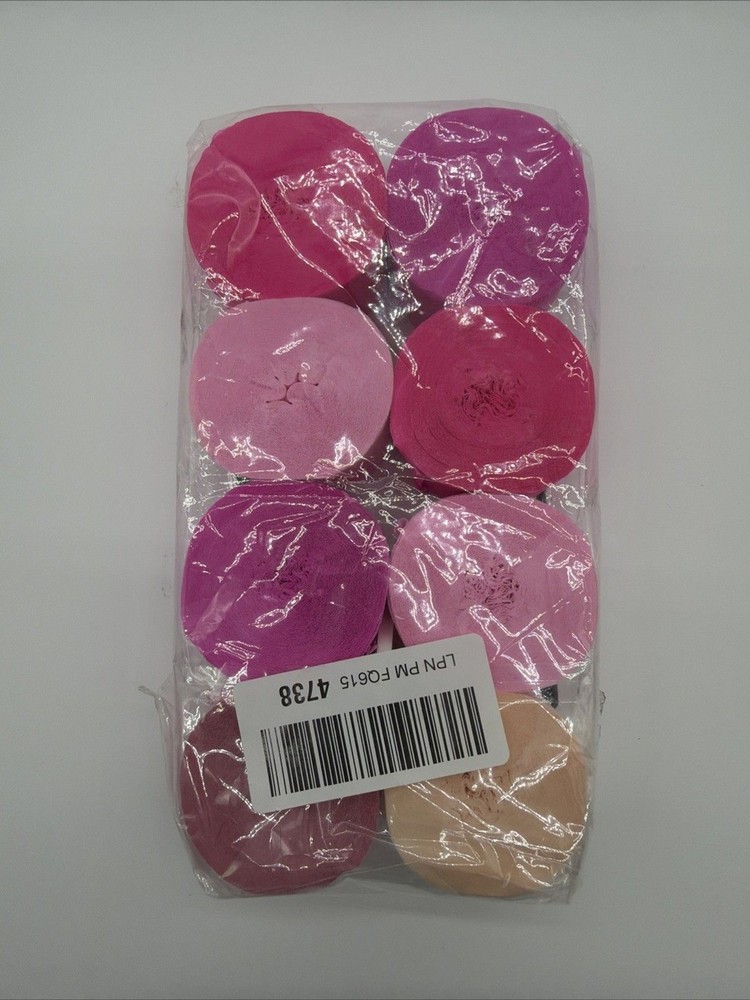 8 Rolls Crepe Paper Streamers in Pink Colors, Wedding Birthday Baby Shower