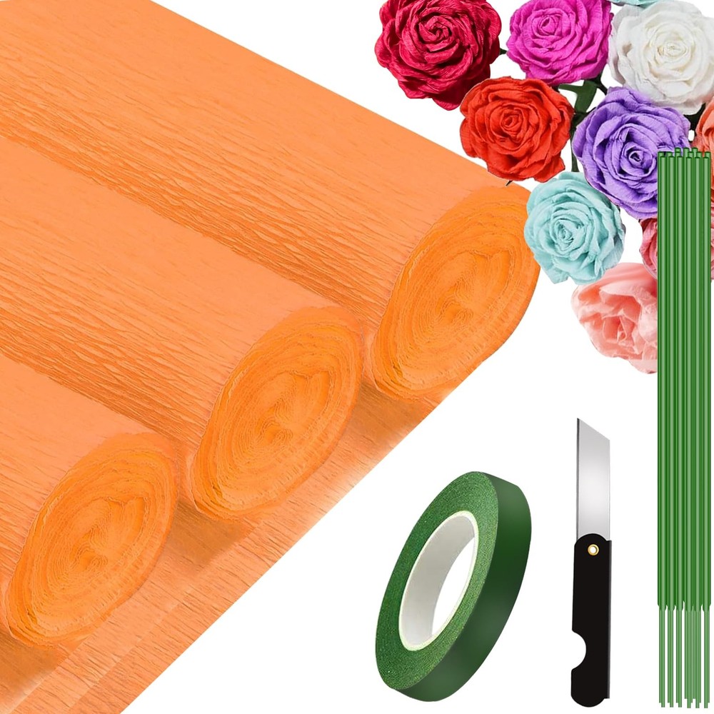 Crepe Paper Roll 9.8 Inch x 8.2 Ft Party Decoration DIY Craft Azure Blue 3PC