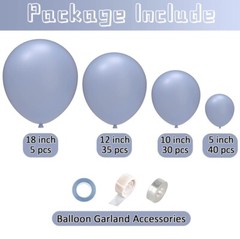 Dusty Blue Balloons 110 Pcs Garland Kit Different Sizes 5 10 12 18 Inch