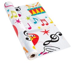 Colorful Music Studio Theme Printed Plastic Table Cover 100-Ft Roll 40″W #156