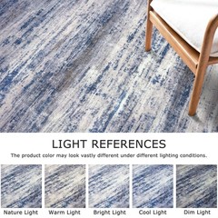KOZYFLY Modern Abstract Washable Rug Runner 2×6 2′ x 6′ (Runner), Blue-grey