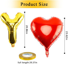 Happy Anniversary Balloons – 16 Inch Gold Anniversary Letters Banner & 18 Inch H