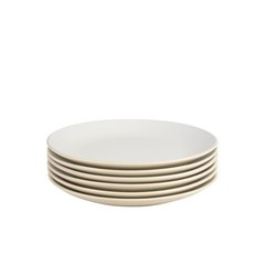 10 Strawberry Street Two Tone Coupe 10.5” Dinner Plate Set 10.5″, Tan/White