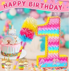 Number 1 Pinata for Birthday Party Decorations Mermaid Theme Pink