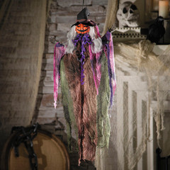 23 1/2″ Hanging Pumpkin Head Witch Halloween Decoration – ATC