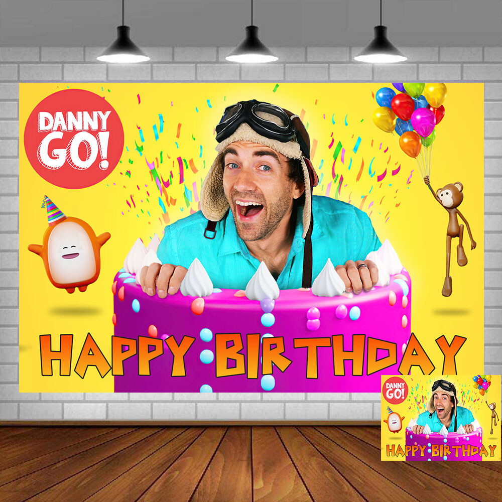 Danny Go Backdrop Kids Birthday Party Decoration Banner Background Vinyl 5x3ft