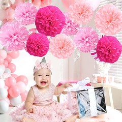36PCS MIXED TISSUE PAPER POM POMS FLOWER BALLS PLUFFY WEDDING PARTY DECORATION