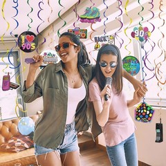 30 pcs 90s Party Decorations Hanging Swirls for Adults Back to 1990’s Party D…