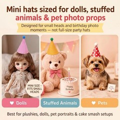 DIY Mini Birthday Party Hats for Kids – Assorted Designs with 9 Hats and Crowns