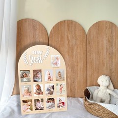 Baby 1st Birthday Party Decorations, Monthly Photo Board Wooden Arch Newborn