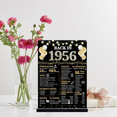 70Th Birthday Decorations Gift for Women Men, Black Gold Back in 1956 Poster Acr