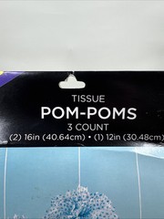3 Count Tissue Pom Poms Blue And White Polka Dot