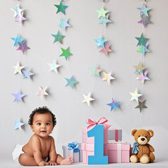Iridescent Shining Star Hanging Garland Iridescent Hanging Sparkling Star Stream