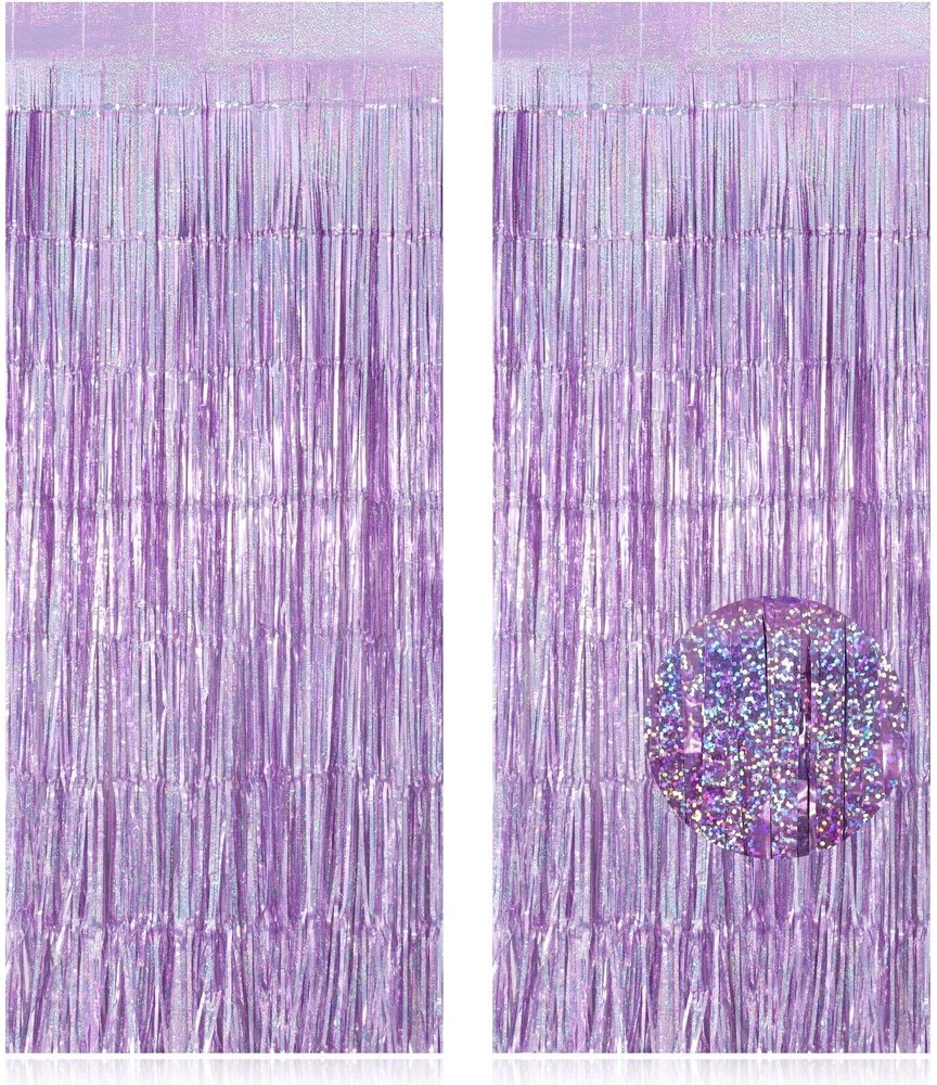2 Pack Fringe Curtains Backdrops, Foil Fringe Curtains, Door Streamers for We…