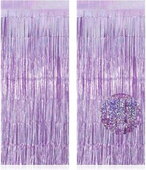 2 Pack Fringe Curtains Backdrops, Foil Fringe Curtains, Door Streamers for We…