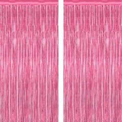 2 Pack Party Decorations, 3.28 FT x 7.05 FT Backdrop, Metallic 2 PCS Pink