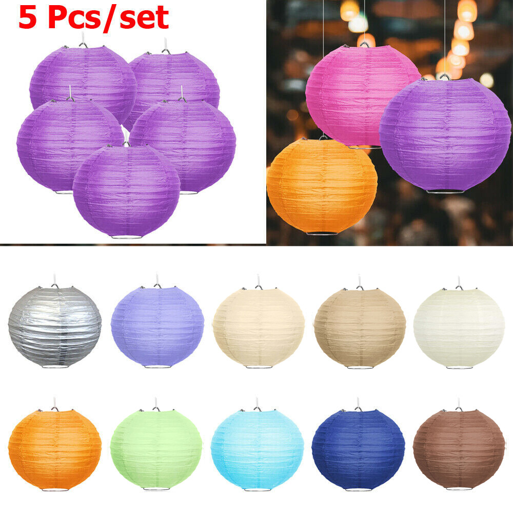5 Pcs Paper Lantern Lamp Shade Decoration Wedding Birthday Party Festival 12″