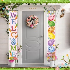 Easter Banners Porch Door Decorations Egg Porch Signs Banners Hanging Front Door