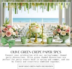 Wedding Party Decorations, 5 Rolls Olive Green Khaki Crepe Paper Streamers fo…