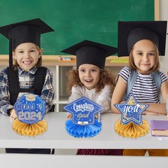 9PCS Graduation Party Decorations Class of 2025 Honeycombs Table Blue & Gold